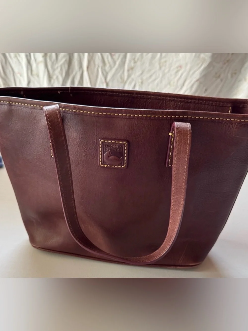 Dooney & Bourke Small Charleston Shopper Burgundy Vacchetta Leather Tote